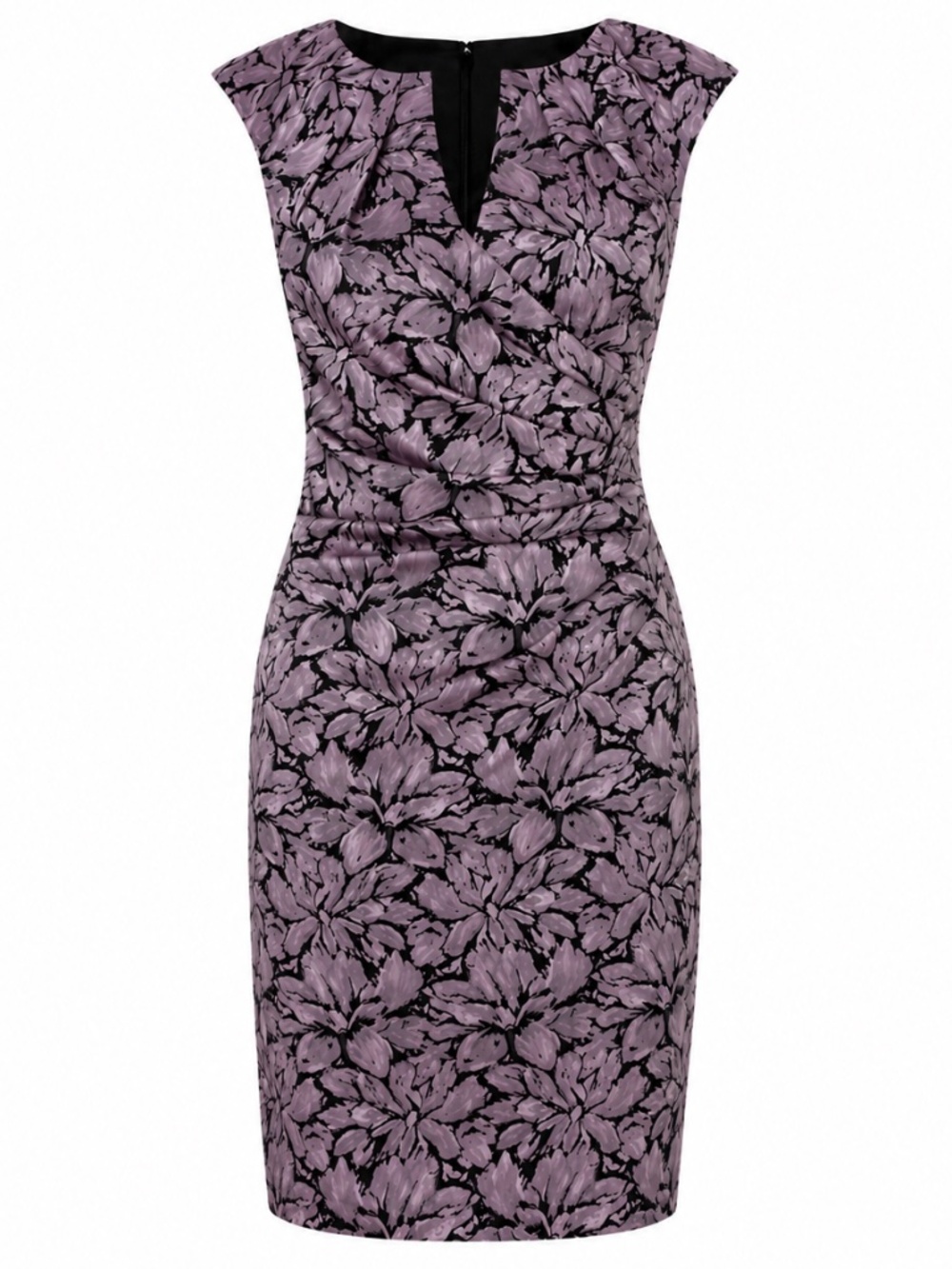 NWOT Adrianna Papell Floral Jacquard Sheath Dress Purple Black Pleated Sz 10